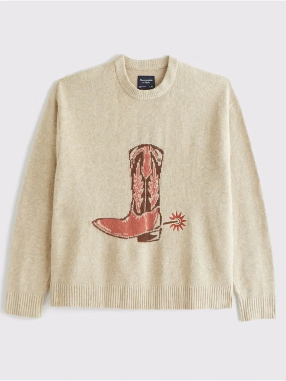 Oversized Western Graphic Crew Sweater